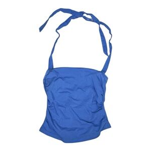 SHEIN Blue Knit Halter Top With Back Neck-Tie Closure Sz